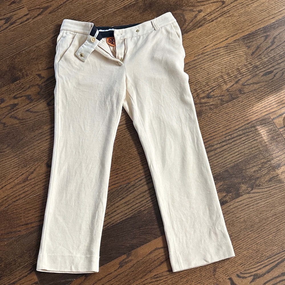 Tory Burch Ivory Textured Trousers